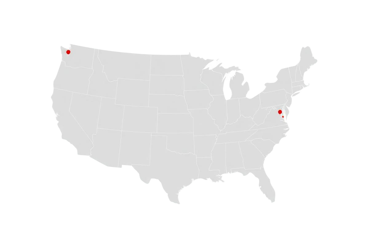 Map of the United States showing nationwide commercial fire protection service coverage